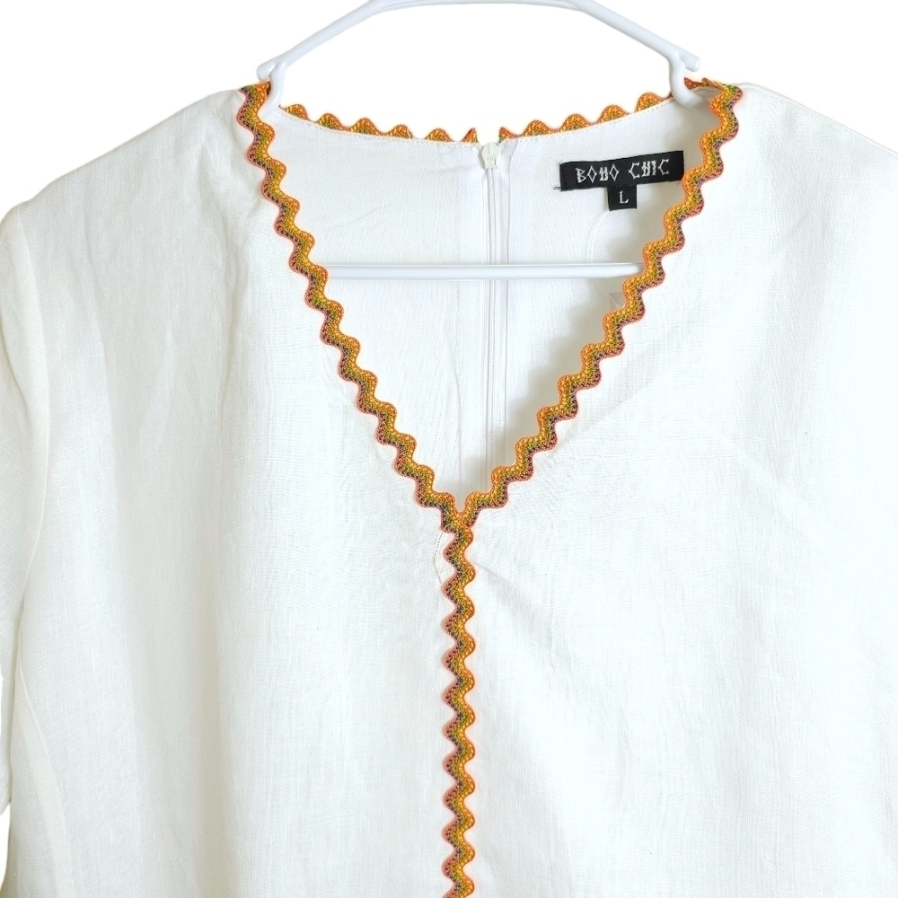 BOHo Chic White Linen Dress - Picture 4 of 11